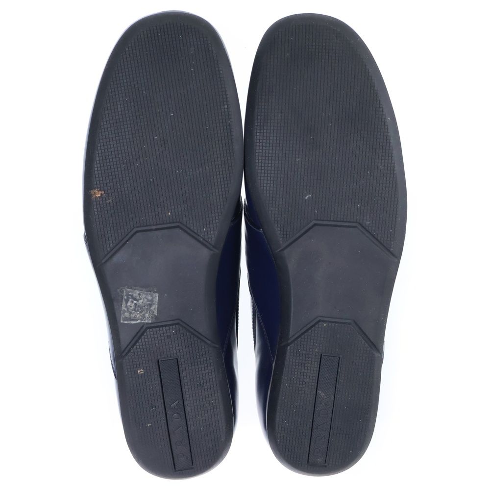 Prada Leather Coin Penis Loafers Low Cut Shoes Navy — view 5