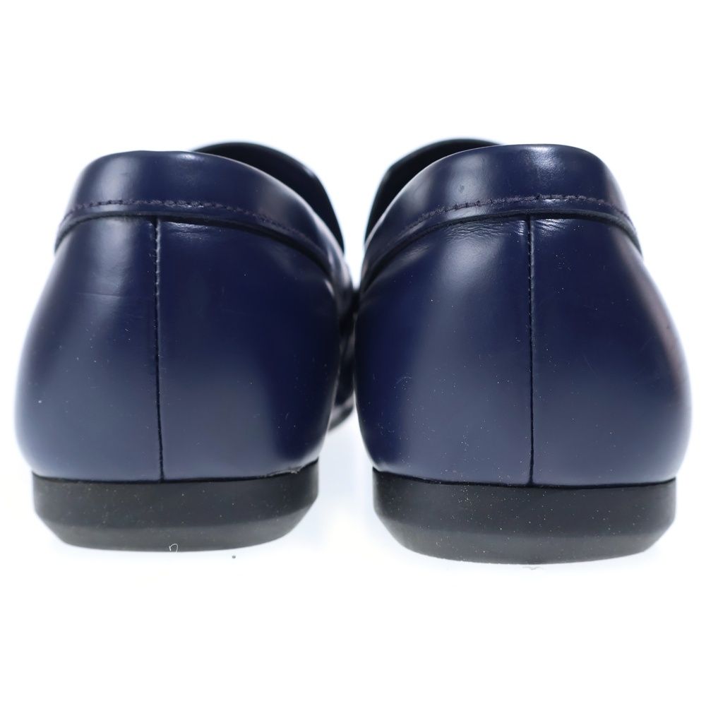 Prada Leather Coin Penis Loafers Low Cut Shoes Navy — view 3