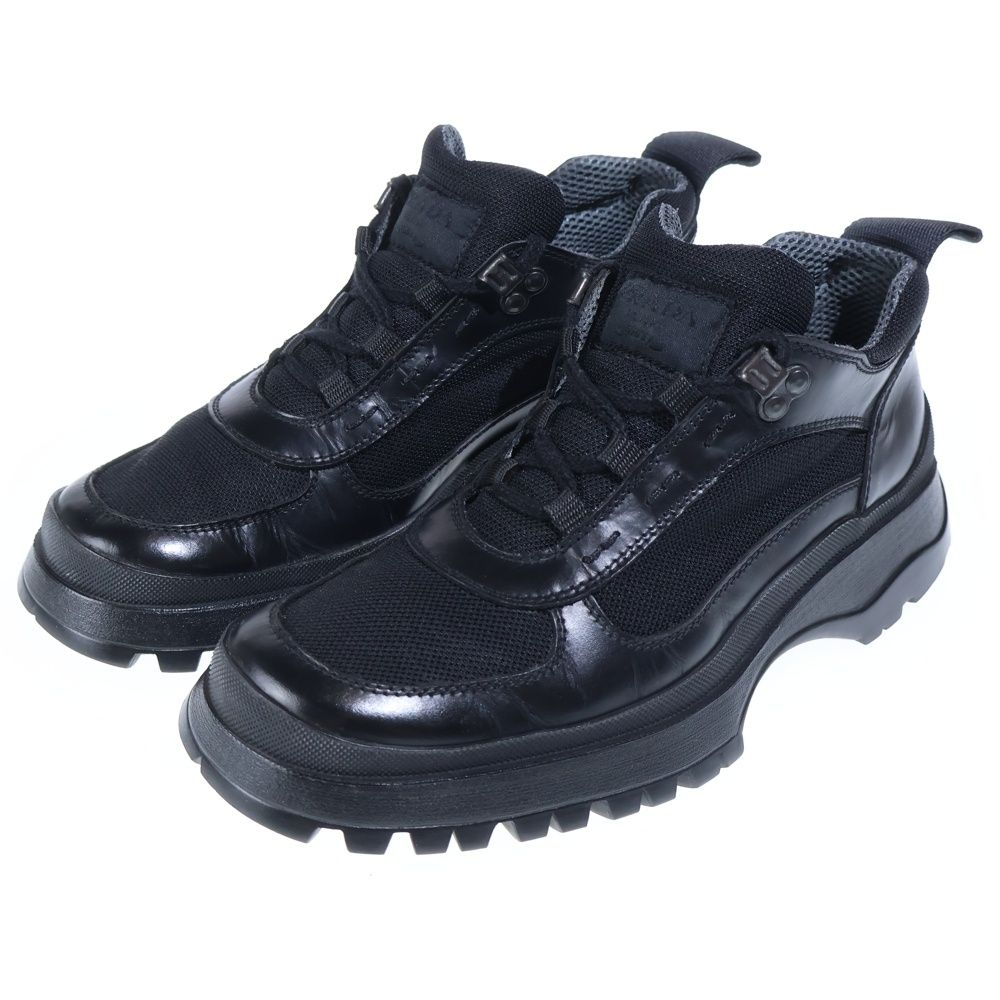 Prada Trekking Shoes Vibram Sole Leather Switch 903 Low Cut Sneakers Black — view 2