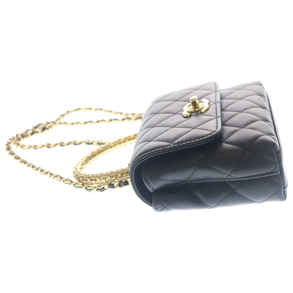 Chanel Quilted Coco Handle 16 2-Way Shoulder Bag Chain Black Lambskin Gold — view 3
