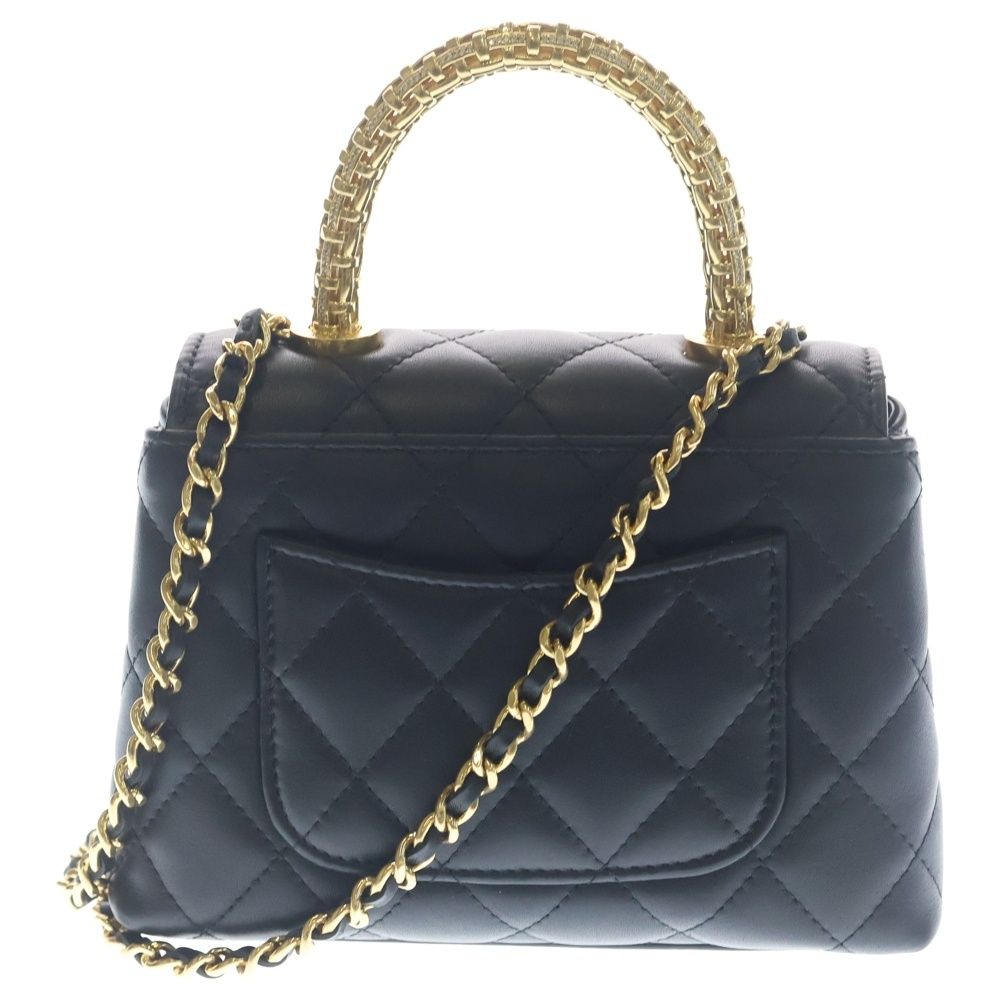 Chanel Quilted Coco Handle 16 2-Way Shoulder Bag Chain Black Lambskin Gold — view 2