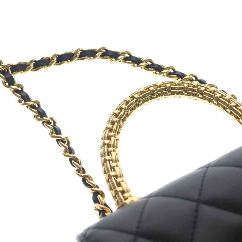 Chanel Quilted Coco Handle 16 2-Way Shoulder Bag Chain Black Lambskin Gold — view 5