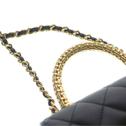Chanel Quilted Coco Handle 16 2-Way Shoulder Bag Chain Black Lambskin Gold — view 5