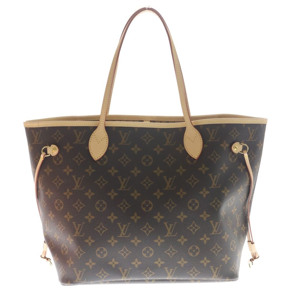 Louis Vuitton Neverfull MM Monogram Leather Tote Gold Brown