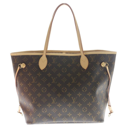 Louis Vuitton Neverfull MM Monogram Leather Tote Gold Brown