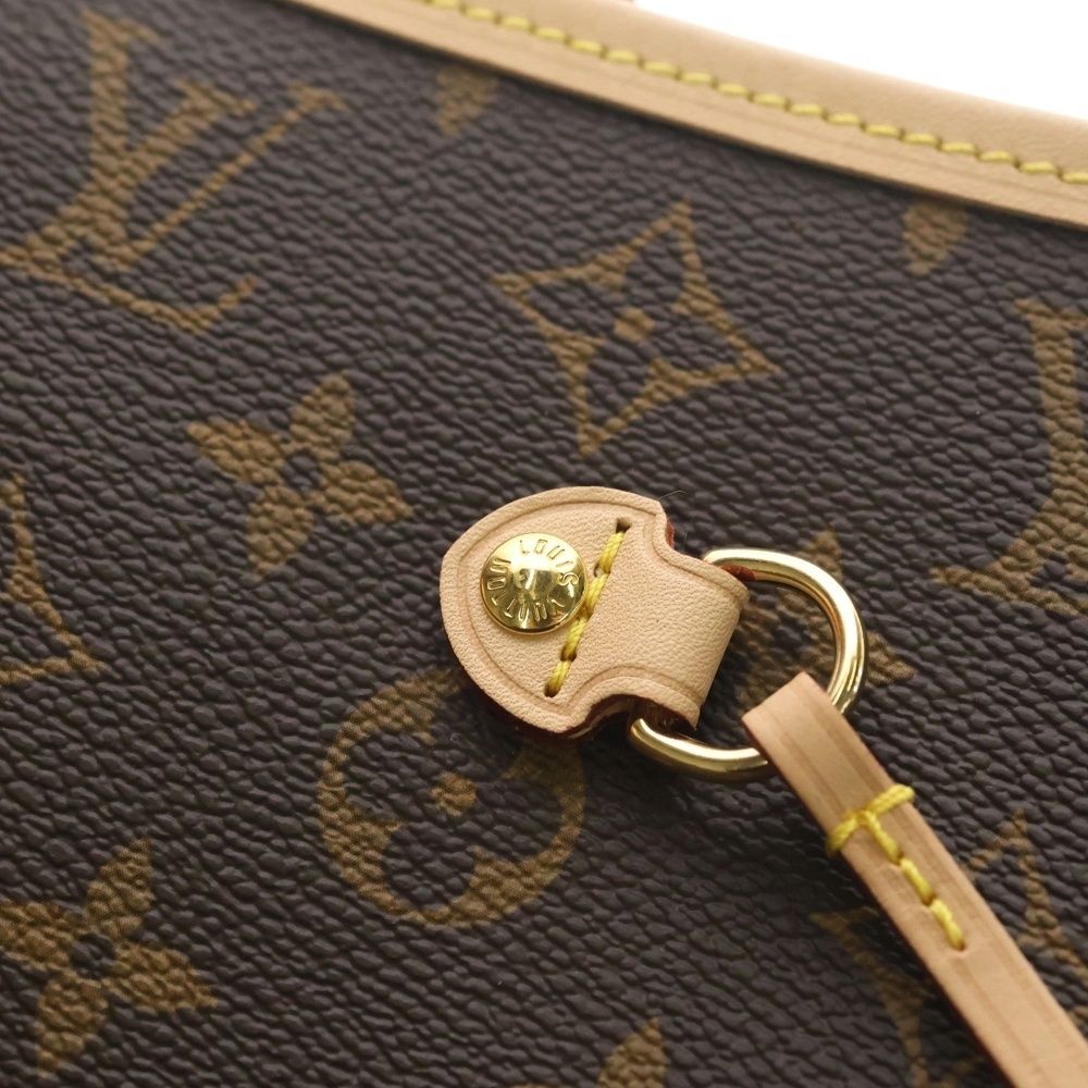Louis Vuitton Neverfull MM Monogram Leather Tote Gold Brown — view 5