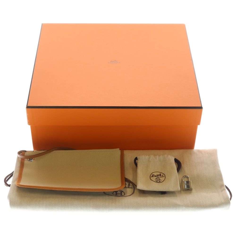 Hermes Herbag Zip PM Ecru Gold Toile Ash 2-Way Bag Silver Brown Beige — view 6
