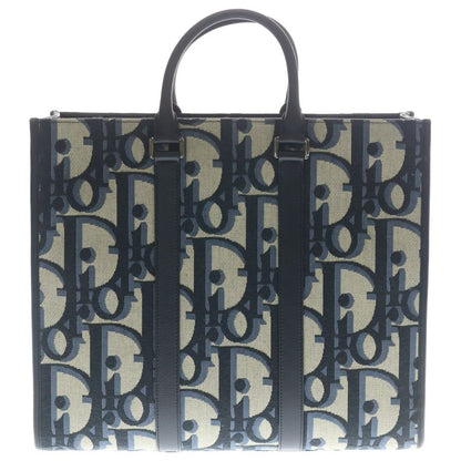 Dior East West O-Oblique Kumaxi Canvas Leather Tote Navy Black — view 2