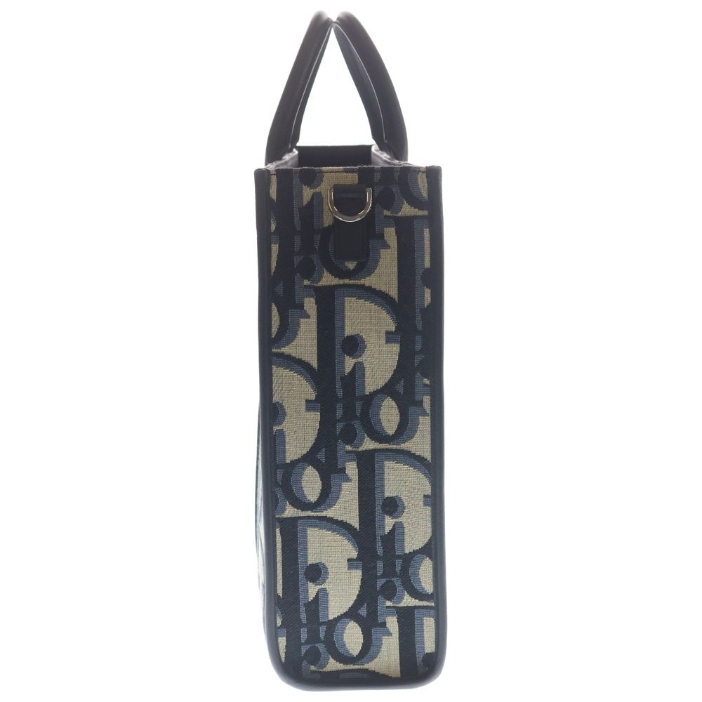 Dior East West O-Oblique Kumaxi Canvas Leather Tote Navy Black — view 3