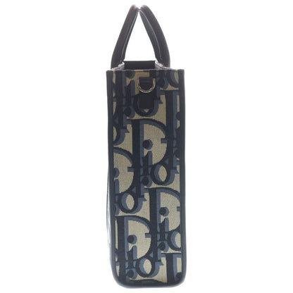 Dior East West O-Oblique Kumaxi Canvas Leather Tote Navy Black — view 3