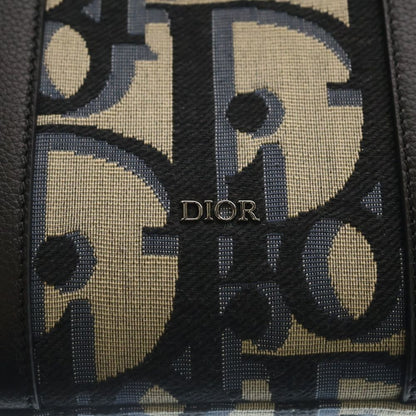 Dior East West O-Oblique Kumaxi Canvas Leather Tote Navy Black — view 5