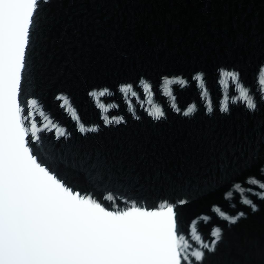 Balenciaga Allover Logo Fluffy Zip UP Jacket Zip Up Boa Black — view 4