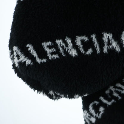 Balenciaga Allover Logo Fluffy Zip UP Jacket Zip Up Boa Black — view 4