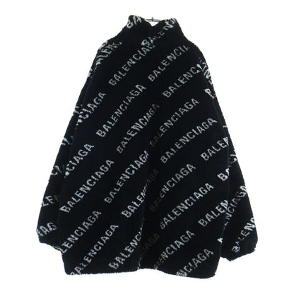 Balenciaga Allover Logo Fluffy Zip UP Jacket Zip Up Boa Black — view 2