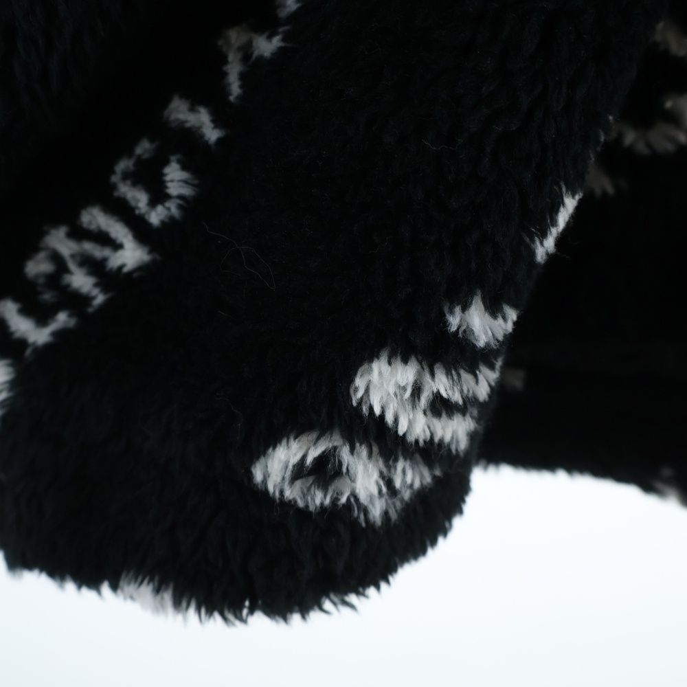 Balenciaga Allover Logo Fluffy Zip UP Jacket Zip Up Boa Black — view 5
