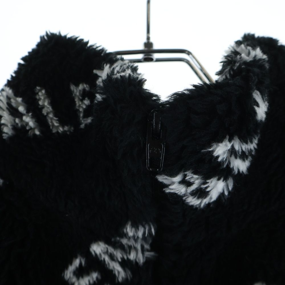 Balenciaga Allover Logo Fluffy Zip UP Jacket Zip Up Boa Black — view 3