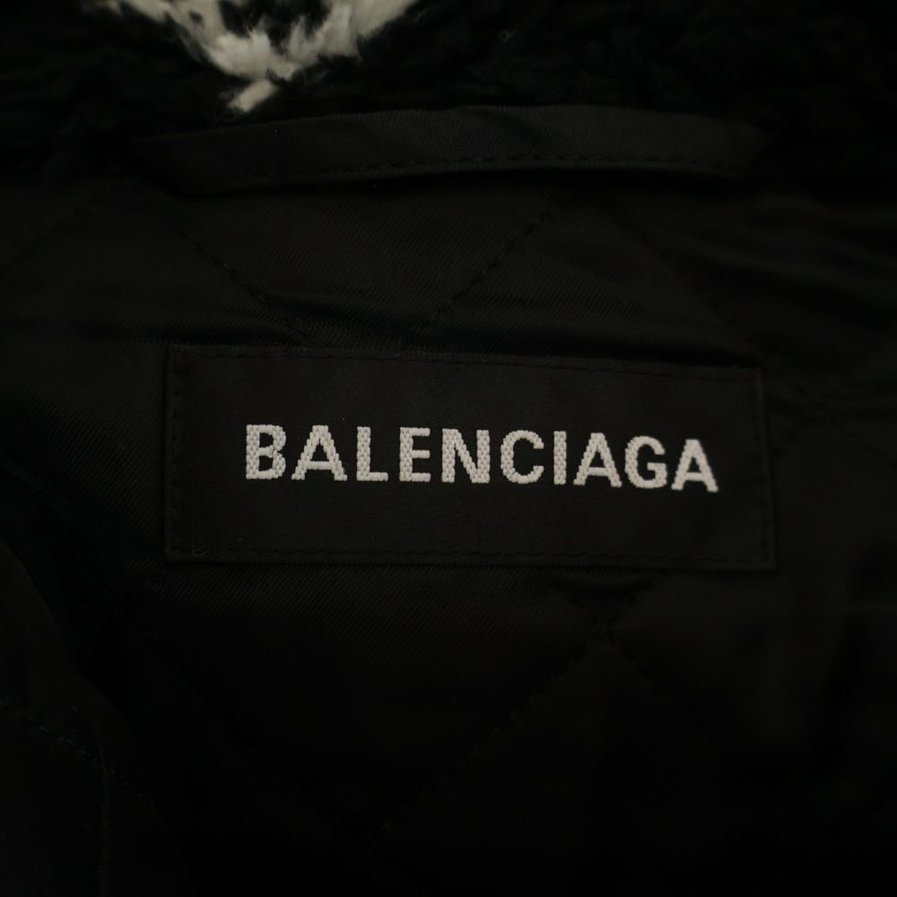 Balenciaga Allover Logo Fluffy Zip UP Jacket Zip Up Boa Black — view 6