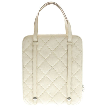 Chanel Wild Stitch Tablet Case Tote White Leather Silver — view 2