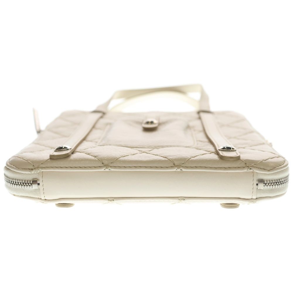 Chanel Wild Stitch Tablet Case Tote White Leather Silver — view 5