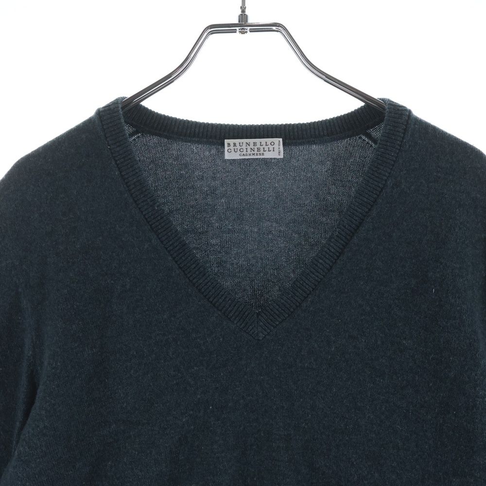 Brunello Cucinelli Cashmere Knit Neck Sweater Green — view 3