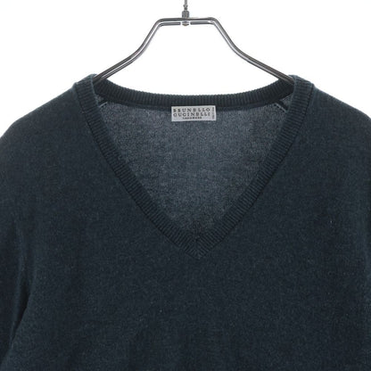Brunello Cucinelli Cashmere Knit Neck Sweater Green — view 3