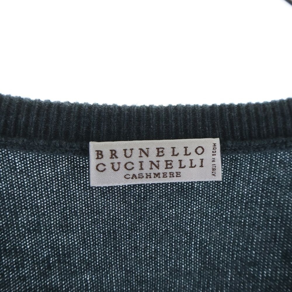 Brunello Cucinelli Cashmere Knit Neck Sweater Green — view 6