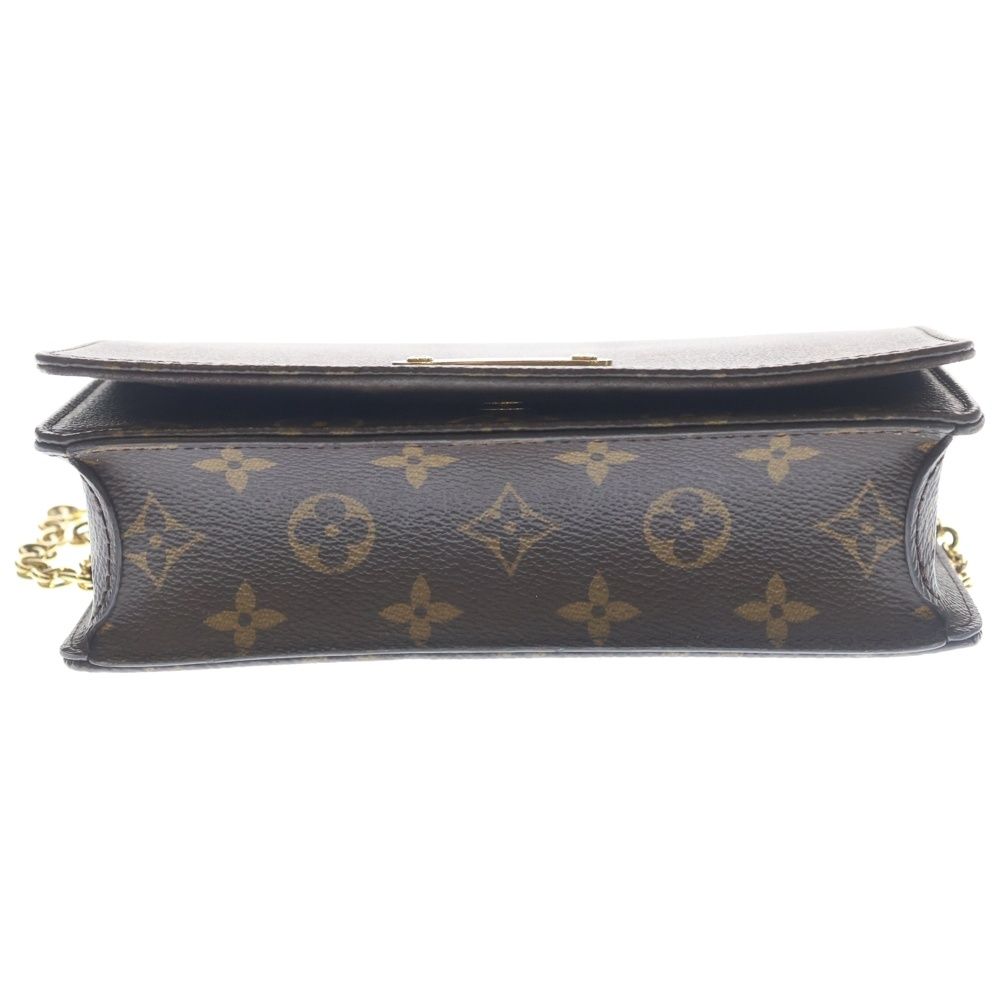 Louis Vuitton Monogram Wallet on Chain Lily Mini Shoulder Bag Brown Leather Gold — view 5