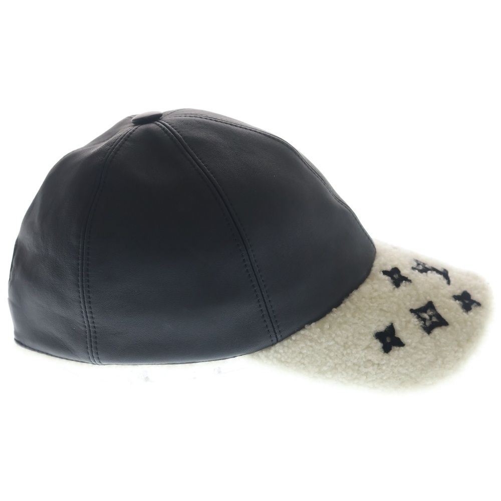 Louis Vuitton Cap Shearling Lambskin Black White Hat — view 3