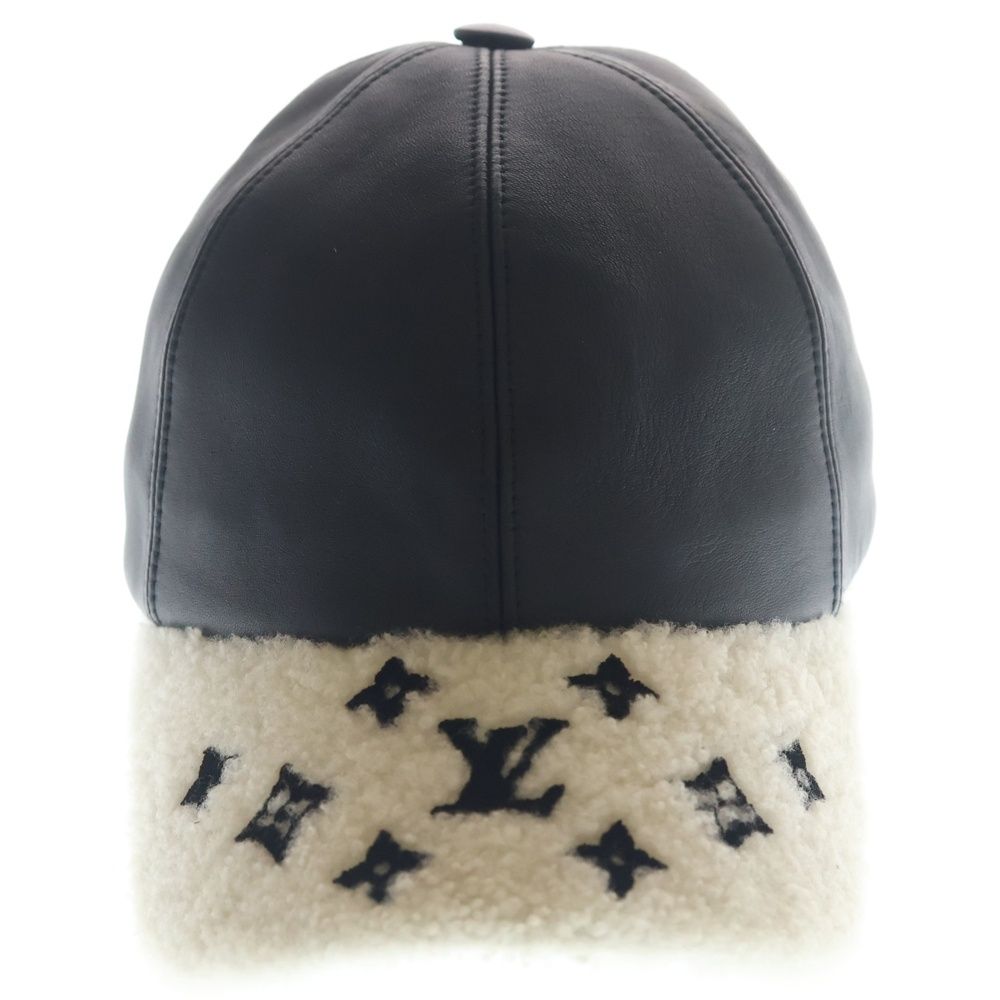 Louis Vuitton Cap Shearling Lambskin Black White Hat — view 4