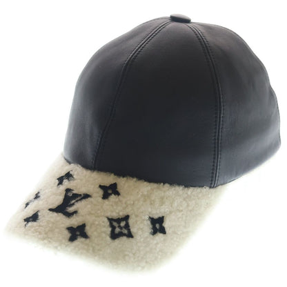 Louis Vuitton Cap Shearling Lambskin Black White Hat