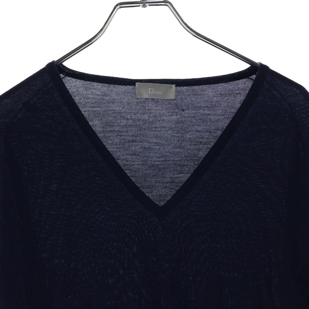 Dior Homme Bee Embroidery V-neck Crew Neck Knit Sweater Navy — view 3