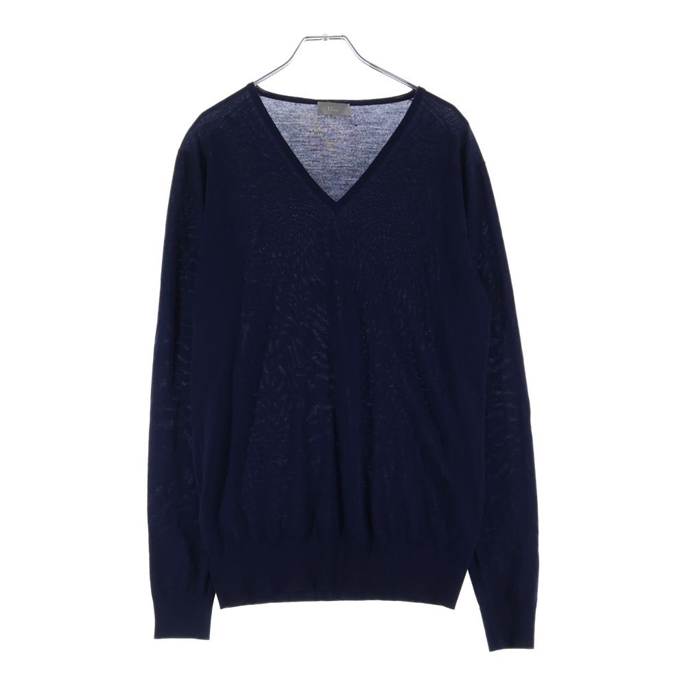 Dior Homme Bee Embroidery V-neck Crew Neck Knit Sweater Navy