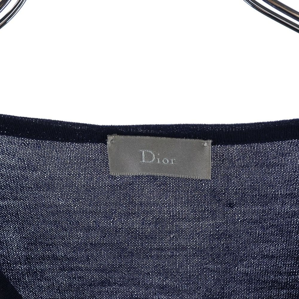 Dior Homme Bee Embroidery V-neck Crew Neck Knit Sweater Navy — view 7