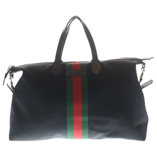 Gucci Sherry Line Canvas Leather 2-Way Boston Bag Black