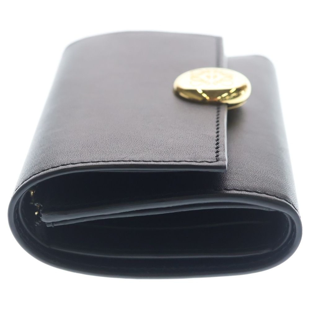 Loewe Pebble Vertical Compact Wallet Small Trifold Coin Case Black Leather Gold — view 3