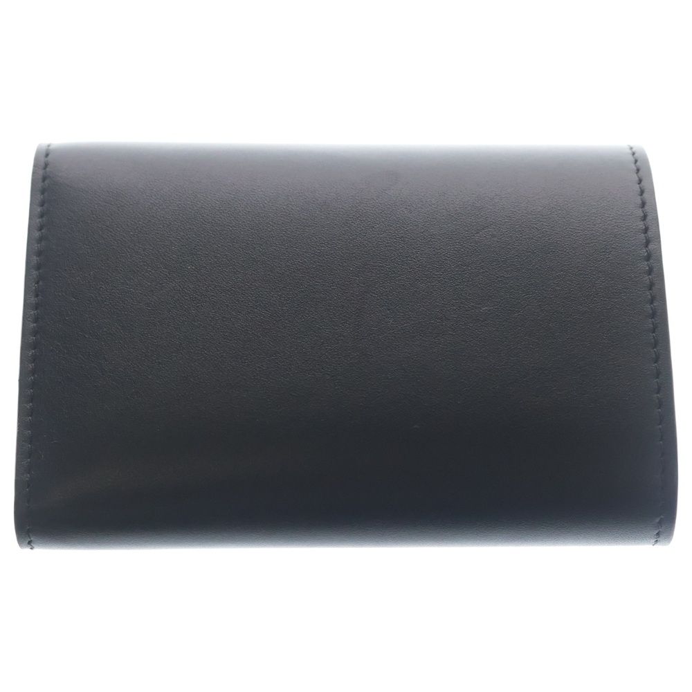 Loewe Pebble Vertical Compact Wallet Small Trifold Coin Case Black Leather Gold — view 2