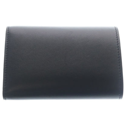 Loewe Pebble Vertical Compact Wallet Small Trifold Coin Case Black Leather Gold — view 2