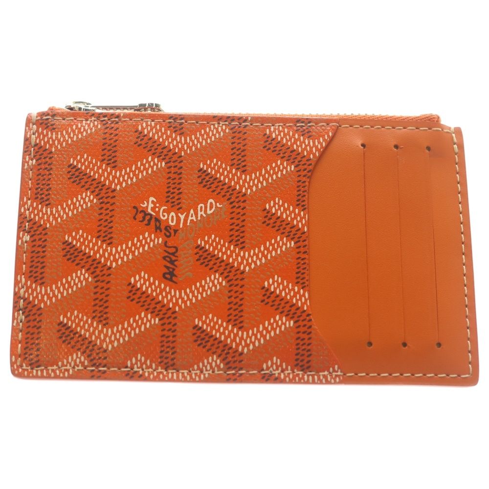 Goyard Bourbon Card Holder Business Case Orange Leather