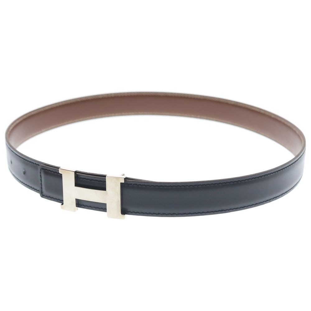 Hermes Constance Leather Belt Brown Black Box Calf 65 Silver