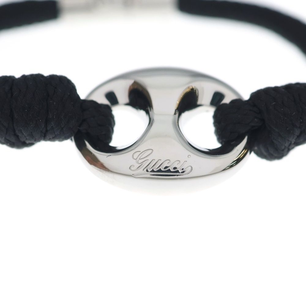 Gucci Marina Chain Fabric Bracelet Black Silver — view 5