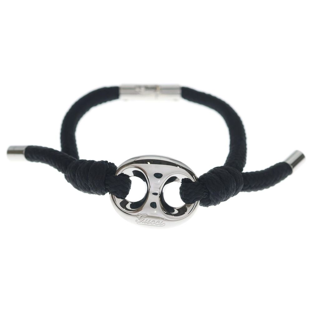 Gucci Marina Chain Fabric Bracelet Black Silver