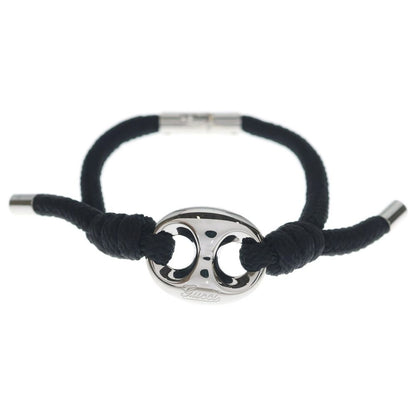 Gucci Marina Chain Fabric Bracelet Black Silver