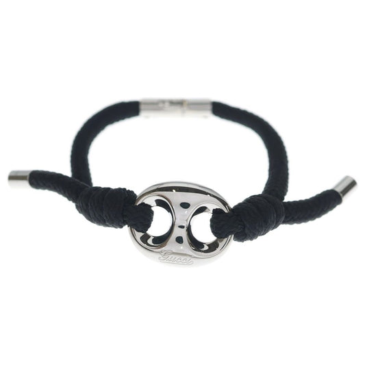 Gucci Marina Chain Fabric Bracelet Black Silver