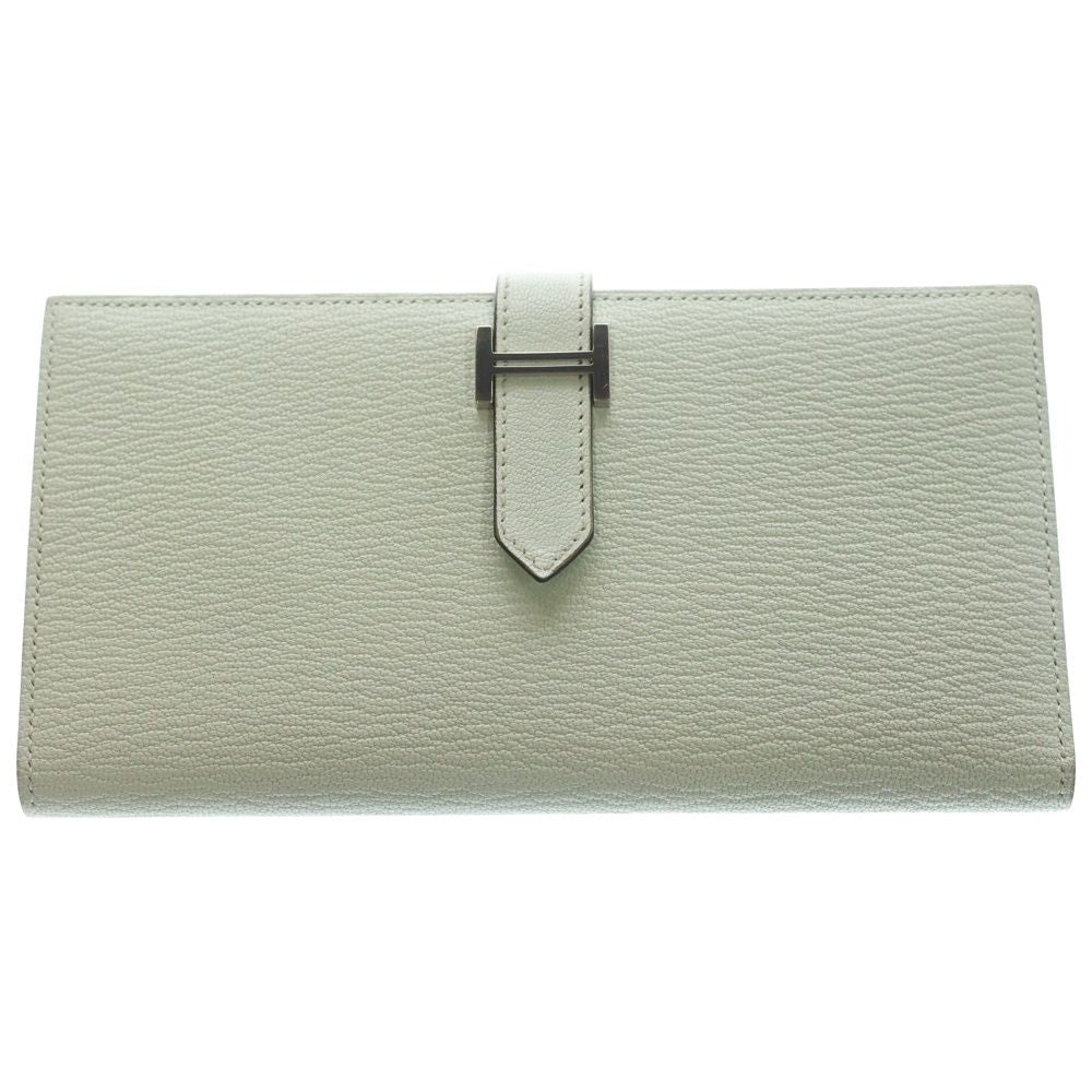 Hermes Bearn Souffle Bifold Wallet Card Case Light Green Chevre Vert Fizz