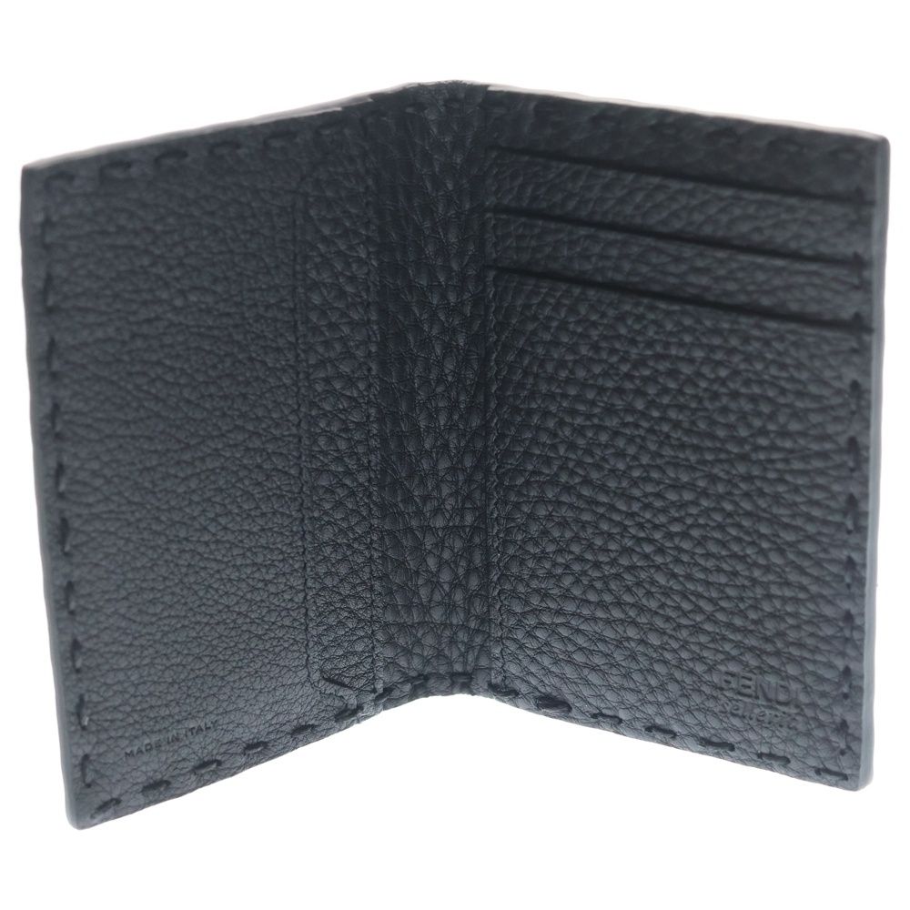 Fendi Selleria Card Case Business Holder Black Leather Silver — view 4