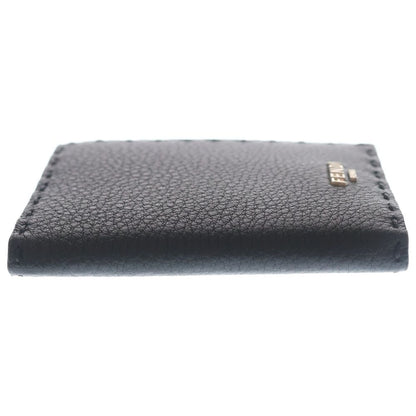 Fendi Selleria Card Case Business Holder Black Leather Silver — view 3