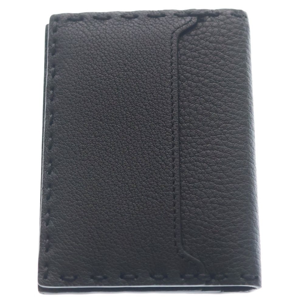 Fendi Selleria Card Case Business Holder Black Leather Silver — view 2