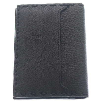 Fendi Selleria Card Case Business Holder Black Leather Silver — view 2