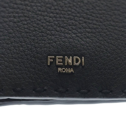 Fendi Selleria Card Case Business Holder Black Leather Silver — view 5