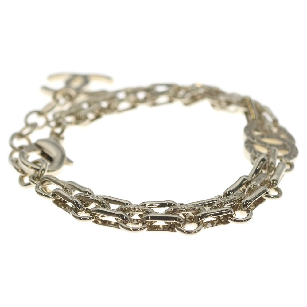 Chanel CC Logo Line Stone Decoration Chain Bracelet Gold — view 3